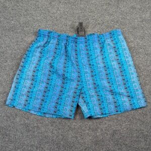 Croft & Barrow Sport Mens Blue Geometric Tribal Print Swim Trunks Shorts Large